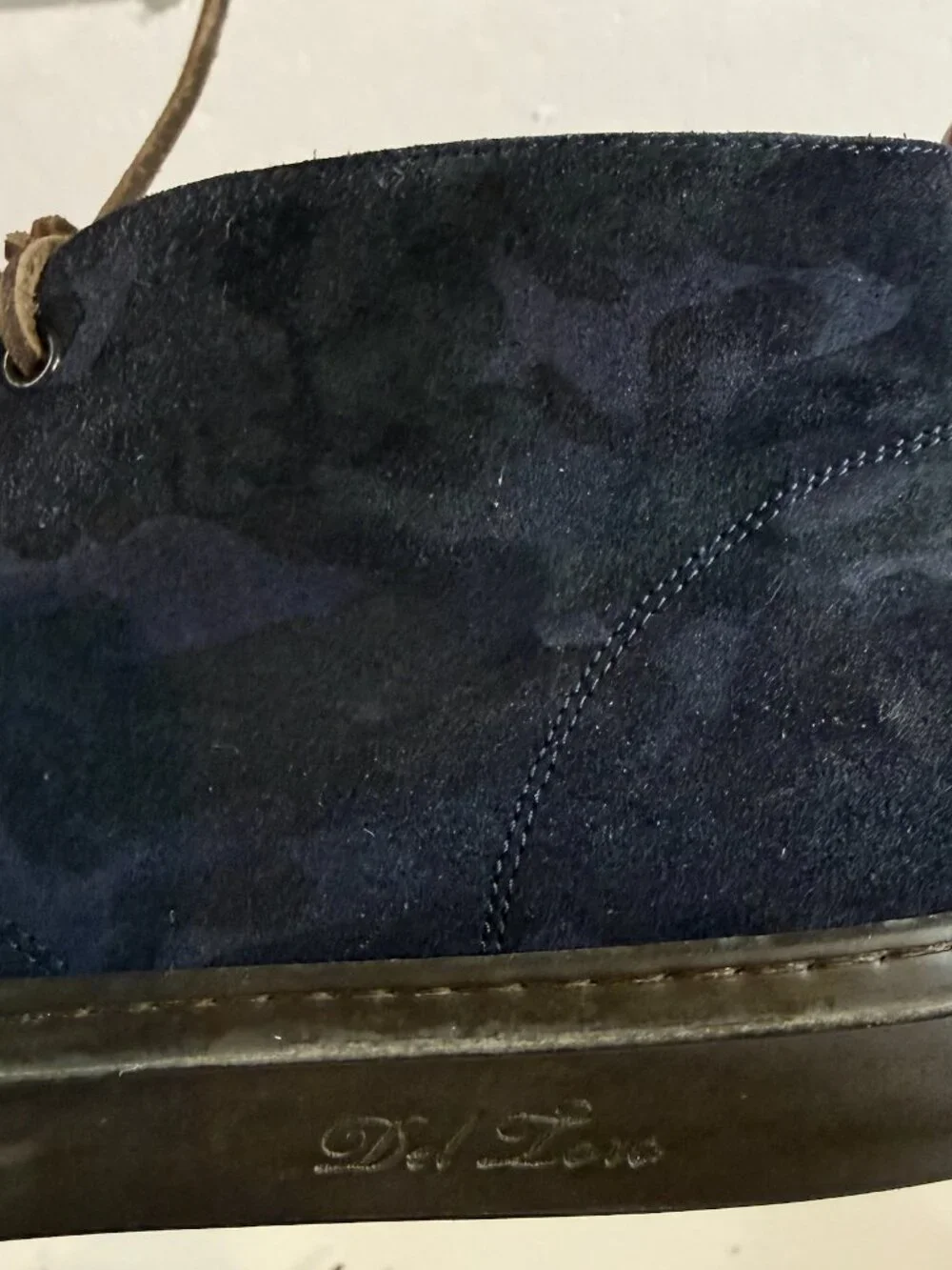 Del Toro Navy Blue Camo Suede Chukka Boots Men Size 9 Dress Made in Italy RARE